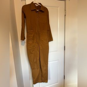 Alex Mill Standard Zip Front Jumpsuit in Gold Brown Hickory Size Medium
